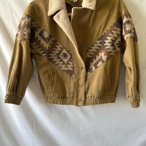 Love Riche Brown Patterned Bomber Jacket